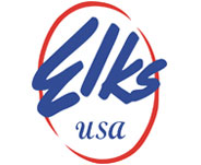 Elks USA logo in blue and red color with white background